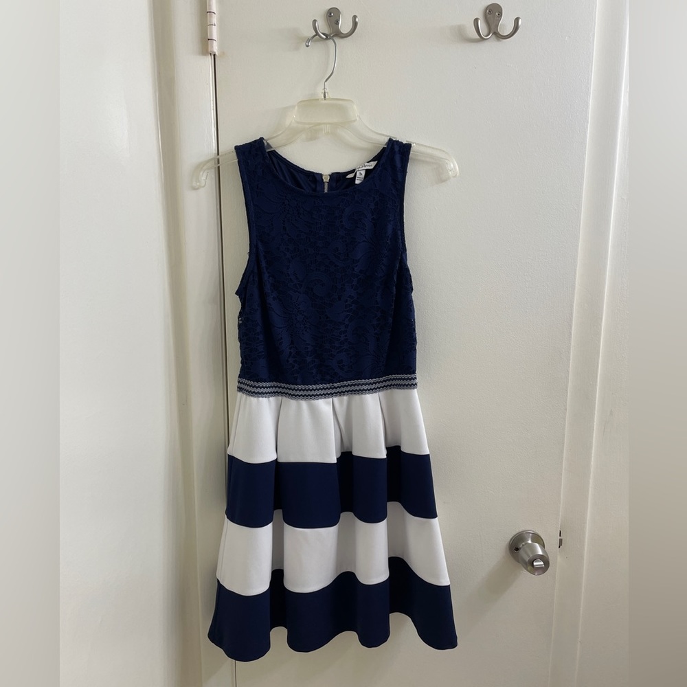 Speechless Dress Medium Navy White Stripe